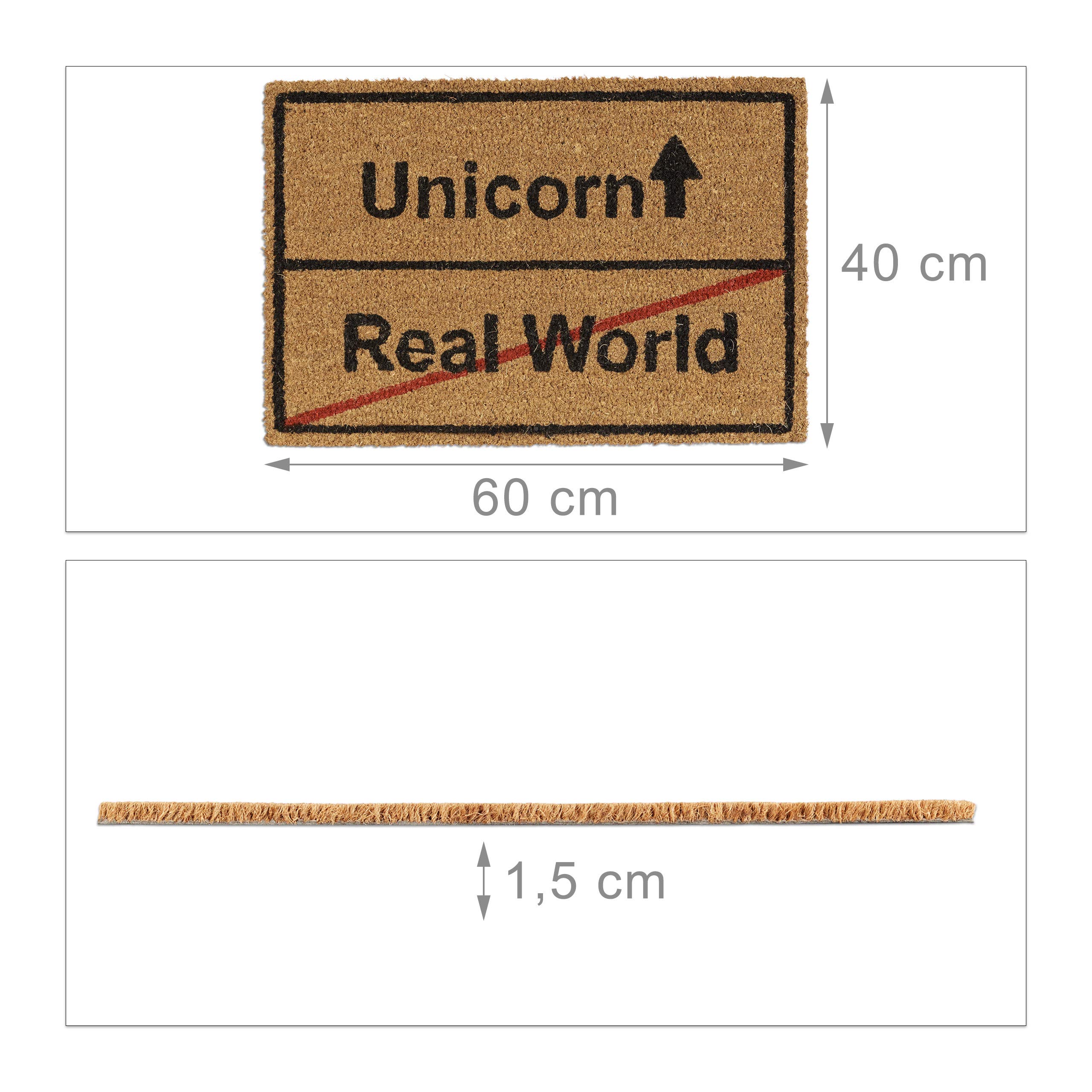 Relaxdays Zerbino Asciugapassi Unicorn Parking - 40x60 Cm - Fibre Di Cocco Con Base Antiscivolo PVC - Ingresso/Esterno - 3