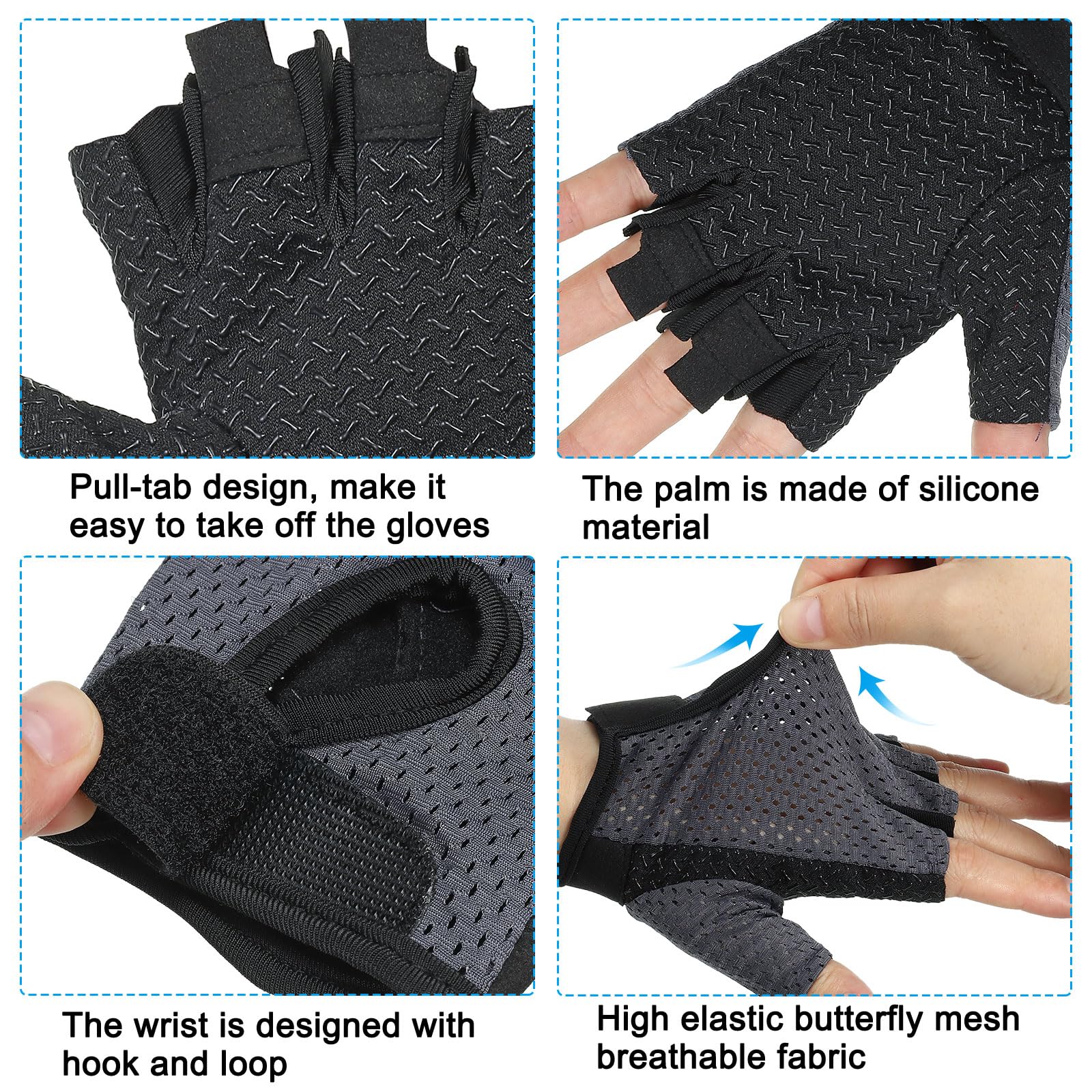 PATIKIL Fishing Gloves, 1 Pair Breathable Fingerless Sun Protection Gloves for Men Women Rowing Kayaking Cycling Hiking Grey (M Size) - Image 4