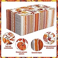 Vista 3 de 60 servilletas de papel de otoño con hojas de arce y calabaza, servilletas decorativas de otoño, toallas de mano desechables para Acción de Gracias