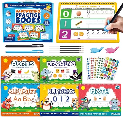 Libros mágicos de práctica de escritura con ranuras para niños, cuaderno grande de escritura a mano con ranuras, cuaderno reutilizable para aprender