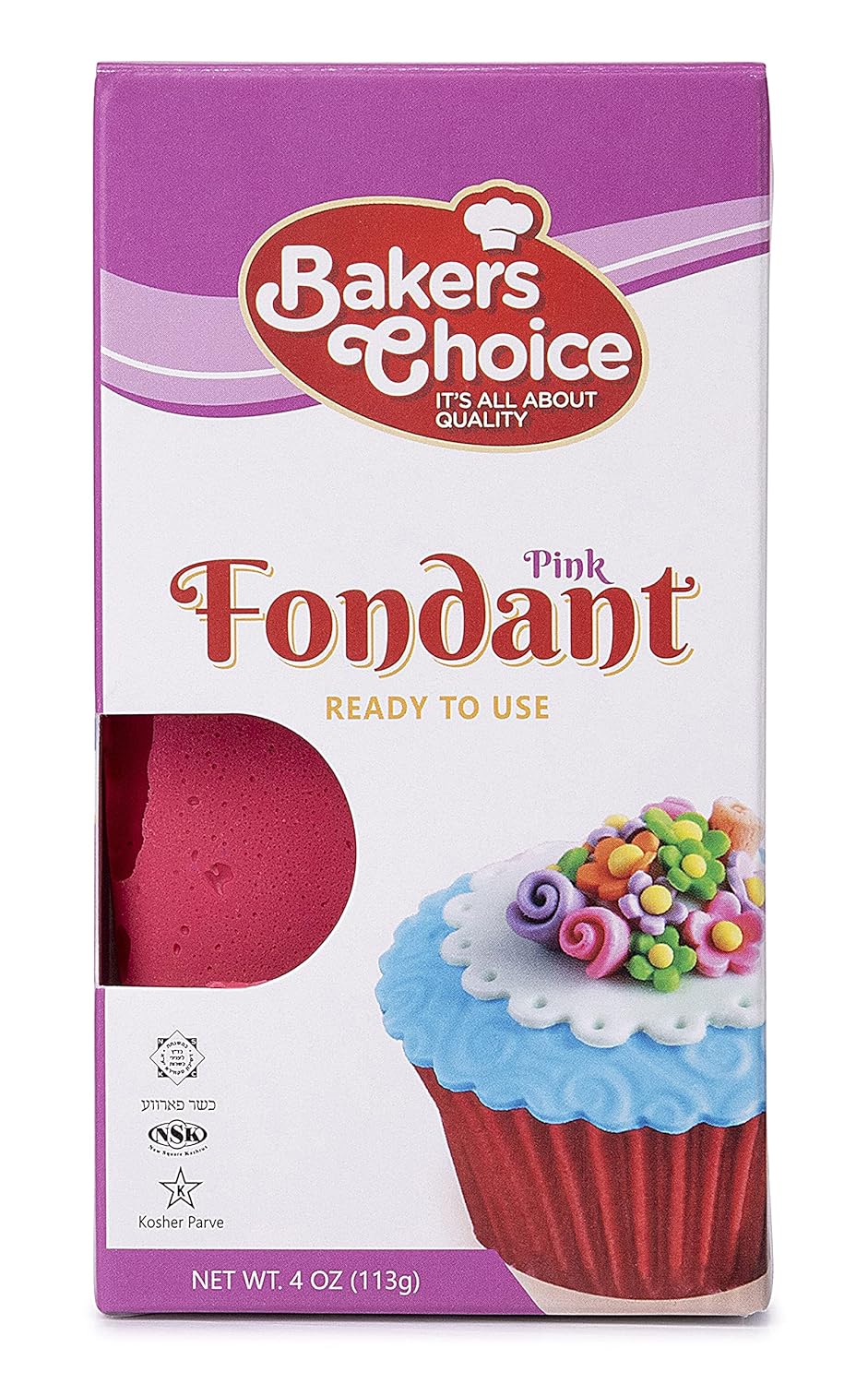 Bakers Choice Pink Fondant Icing 4 oz, Ready to Use Cake