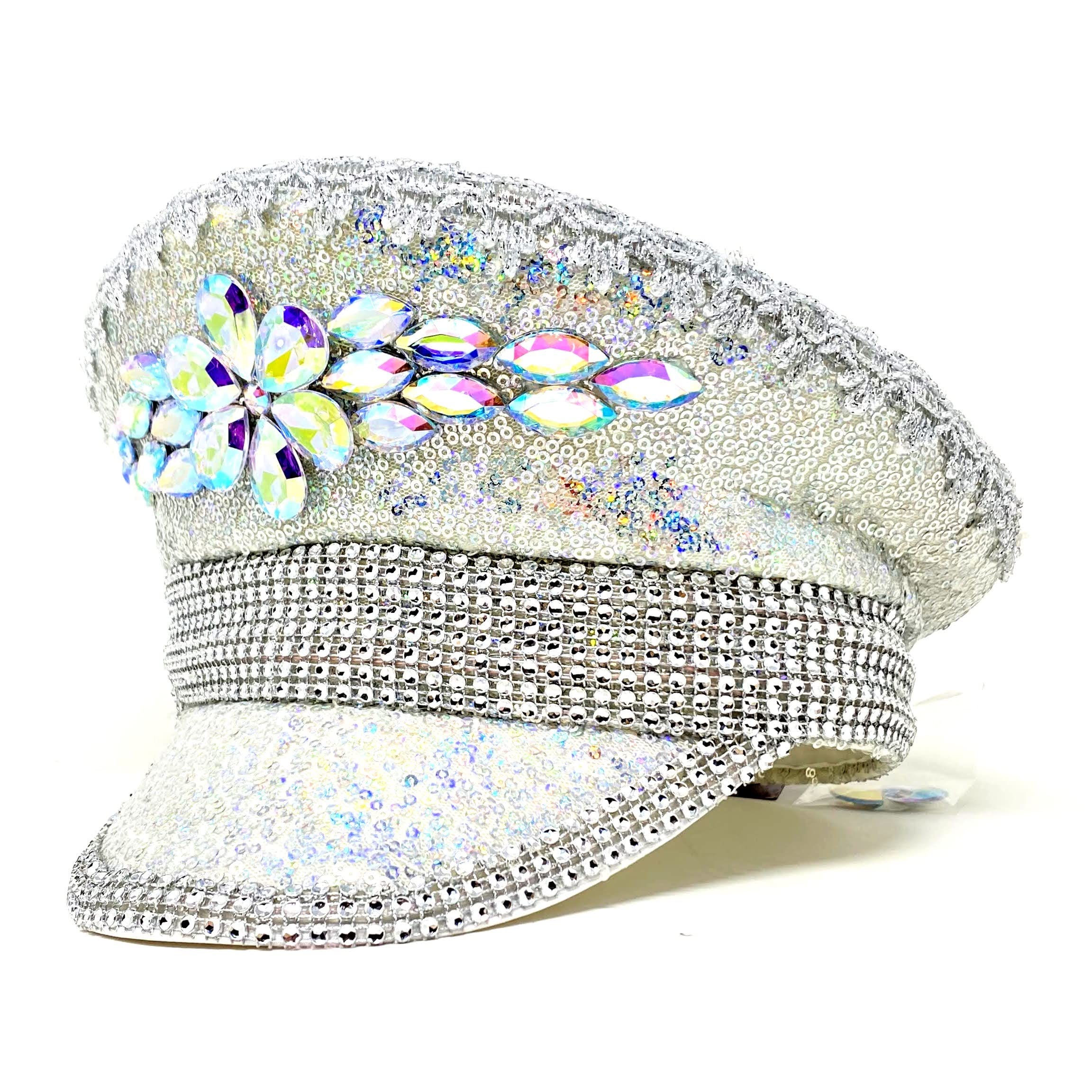 STORM BUY ] Steampunk Rave Captain Style Luxury Women Girl Rhinestone Sequin Top Hat Halloween Christmas Costume Cosplay For Adult