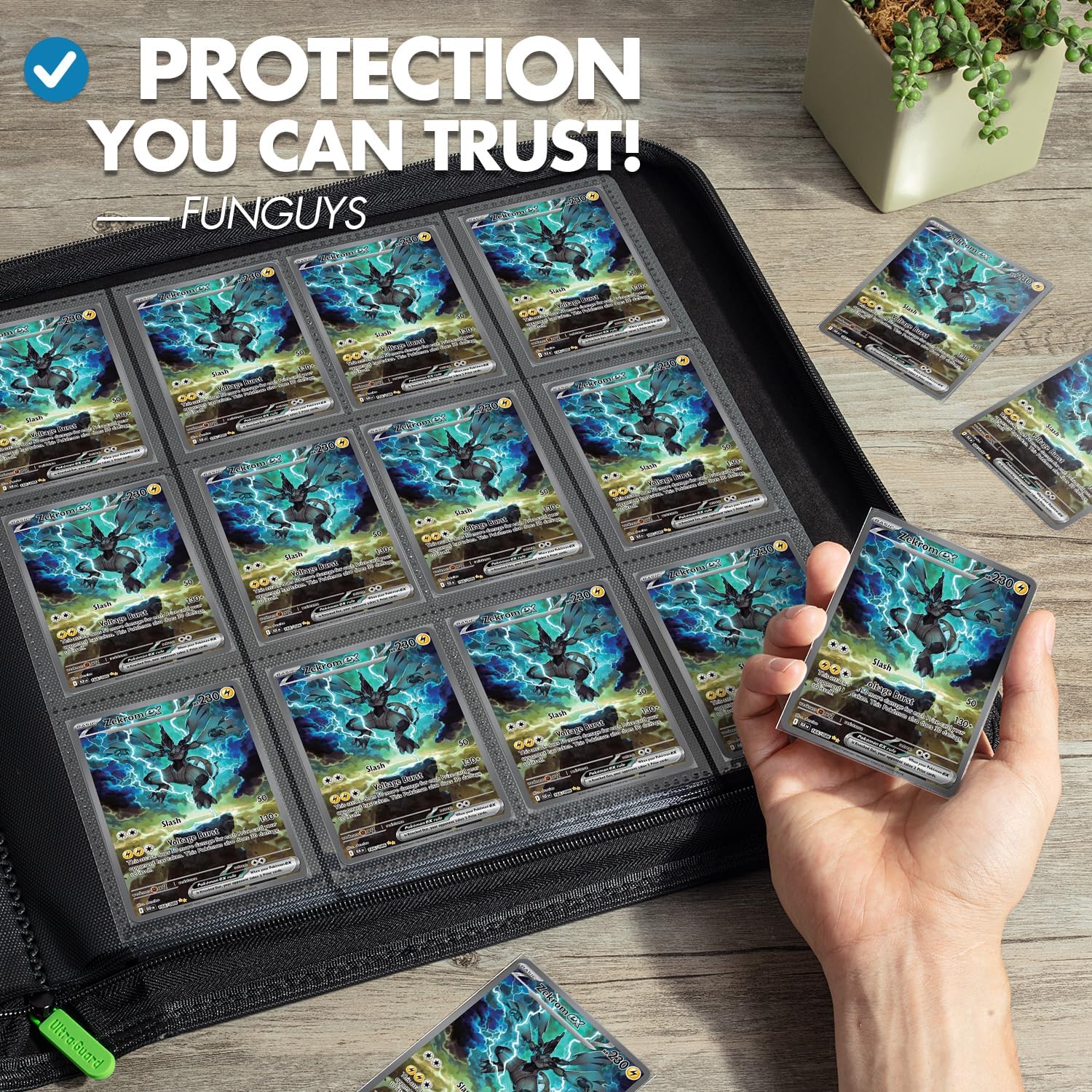 FunGuys Trading Card Binder, 12 Pocket, 720 Side Loading Sports Card Collection Binder for Yugioh, MTG, TCG