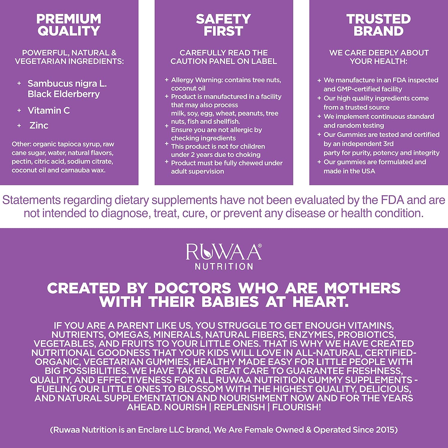 RUWAA NUTRITION Vitamins, Elderberry Gummies, Zinc Supplements & Vitamin C: Immune Support Vitamins, Bone, Brain, Lung, Skin | Elderberry Gummies Vegan, Gluten Free, Non-GMO (1)