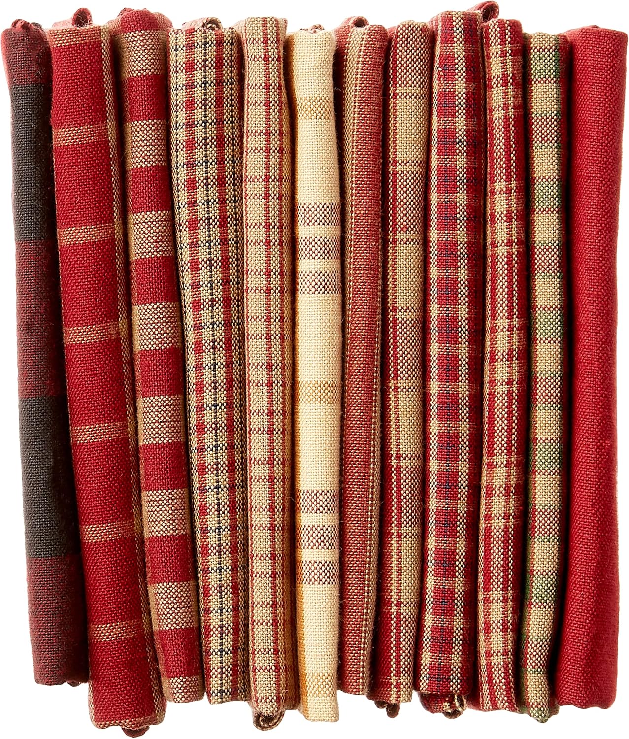 Dunroven House Homespun 12-Piece Fat Quarters, 18 by 21-Inch, Red