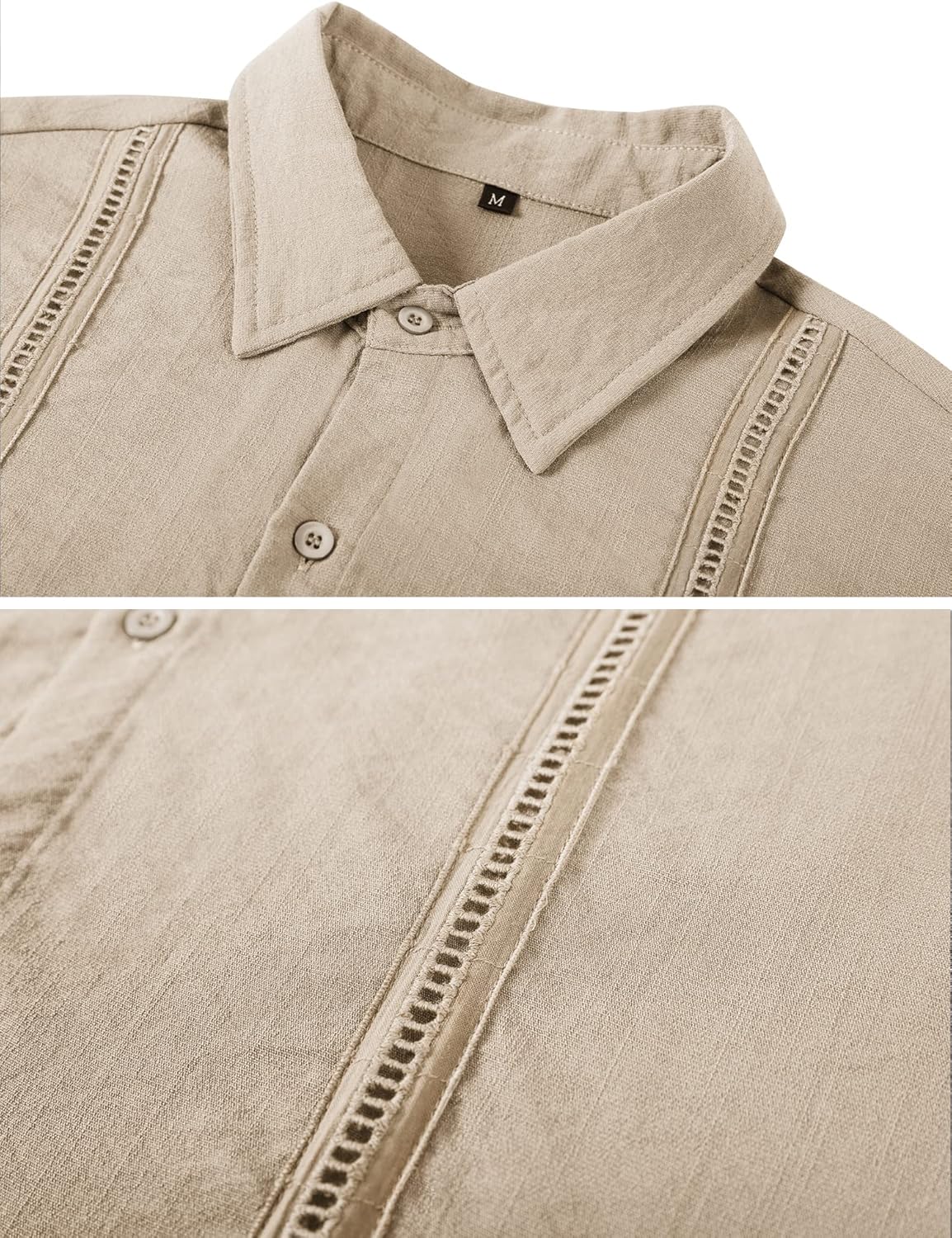 LecGee Linen Sets For Men Button Down Cuban Guayabera Shirt Shorts Set 2 Piece Linen Outfits - Image 5