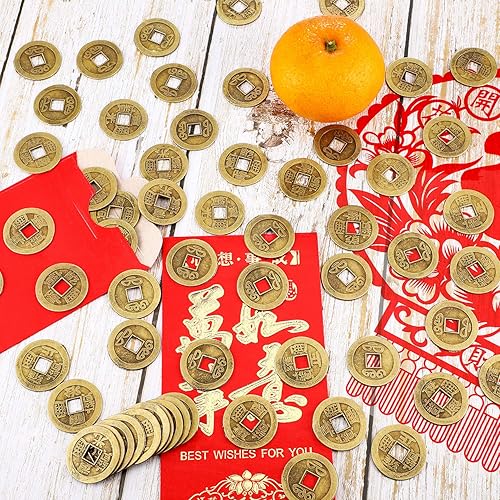 Miniatura 10 de Monedas de Feng Shui de Año Nuevo chino, monedas de la fortuna de buena suerte, monedas I-Ching para salud y riqueza (300, 0.8 pulgadas)