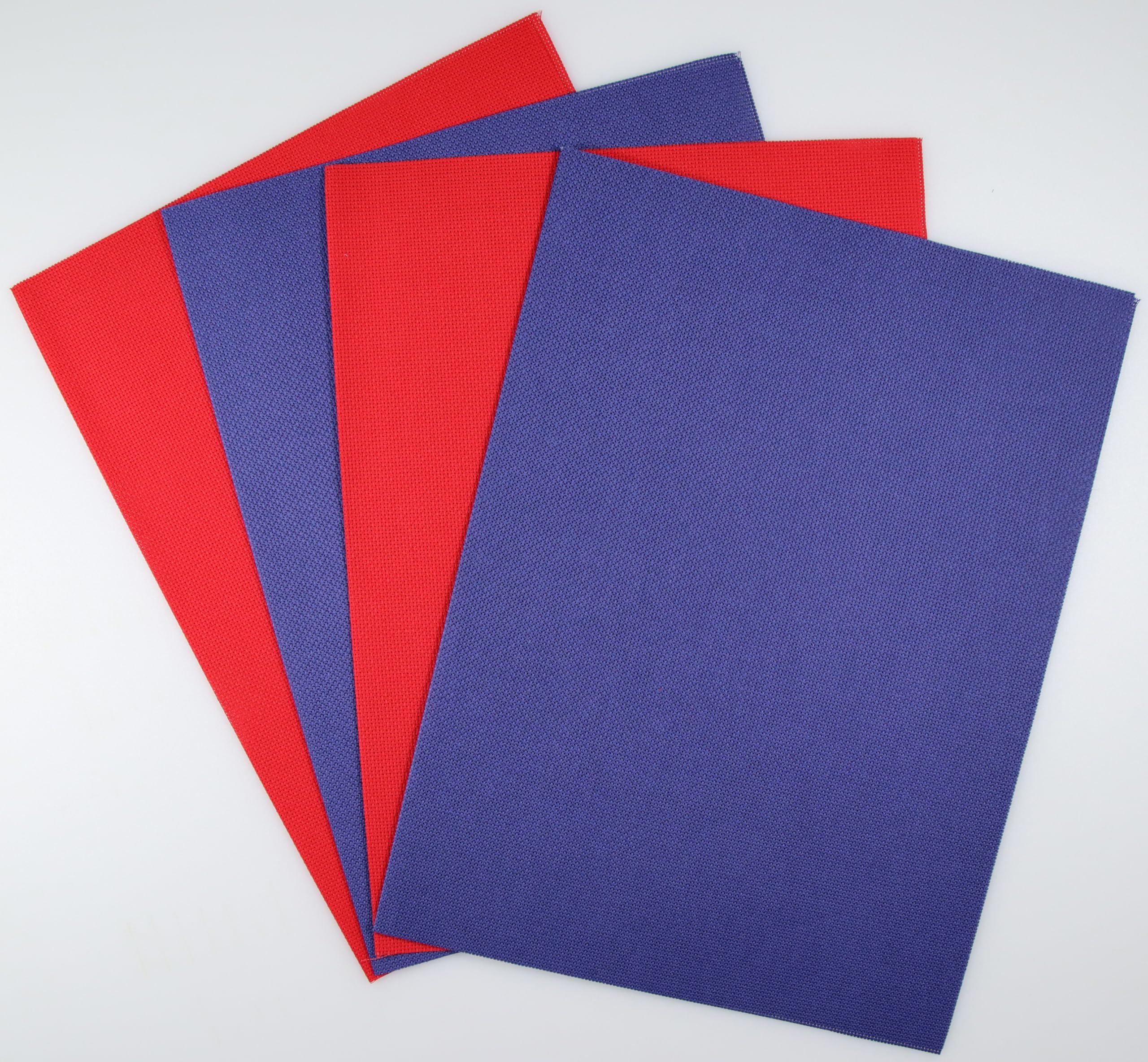 KCS 4/6 pc of 12" x 18"(30cmx45cm) 18CT Counted Cotton Aida Cloth Cross Stitch Fabric (4 pc,Red+Royal Blue)