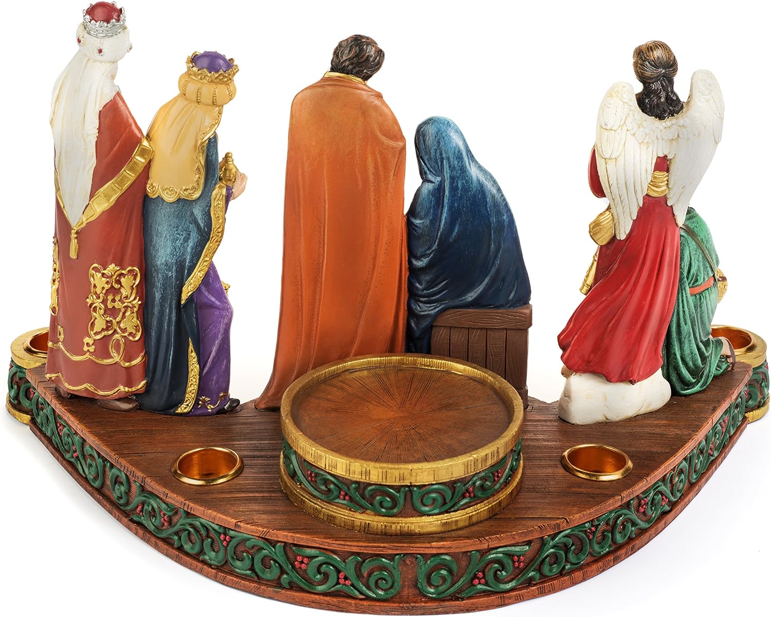 Avalon Gallery Advent Wreath Candle Holders - Christmas Tabletop Candle Holder, 12.75" x 7.5", Nativity Centerpiece