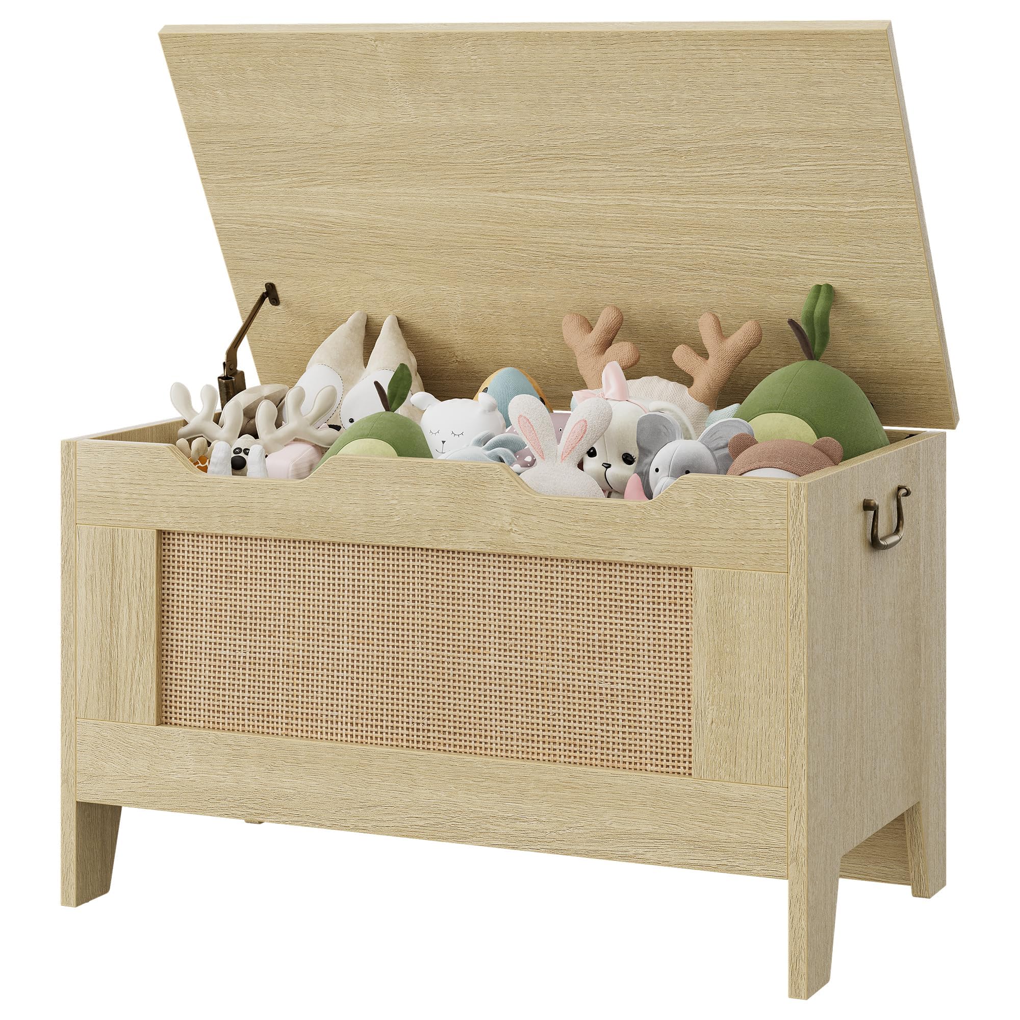 Garvee Baúl de Almacenaje baules de mimbre, baul almacenaje interior, Baul Juguetes Infantil,Para Entrada y Dormitorio.Color Madera Natural, 76×40×50 cm