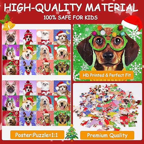 Miniatura 3 de Rompecabezas para niños de 4 a 8 años, 3 a 5, 8 a 10 años, rompecabezas de Navidad de 100 piezas para niños, perros de Navidad, rompecabezas