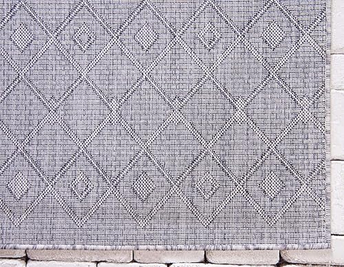 Vista 354 de Unique Loom Alfombra Colección enrejado Marroquí Celosía Transicional Interior y Exterior, Polipropileno Gris carbón/natural