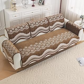 HOKIPO Complete (Seat+Back+Arm) Sofa Mat Set for 3 Seater Sofa |Premium Chenille Sofa Covers with Curve Edges, 'Serene Cur Price In India