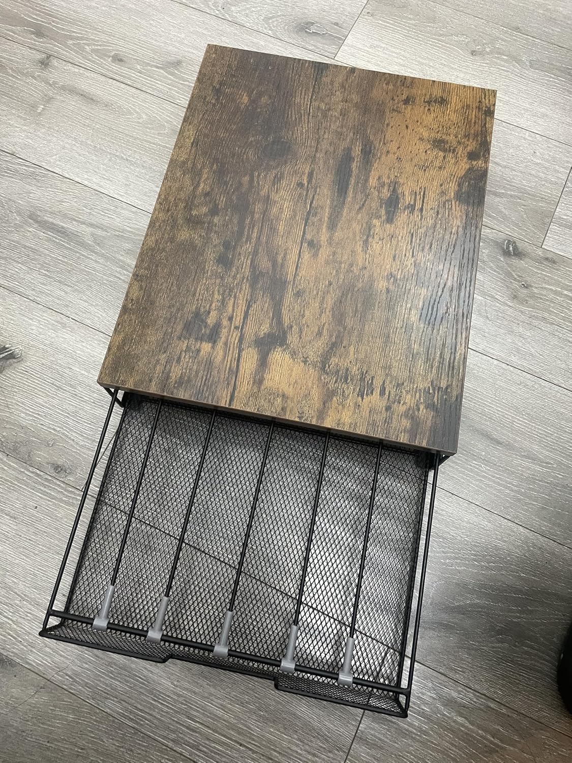 K-Cup Holder Drawer for 35-42 Coffee Pods Storage, Brown | 35-42 K-Cup/Vertuo, adj. dividers, iron+wood, smooth-glide, non-slip, no assembly, compact countertop coffee station