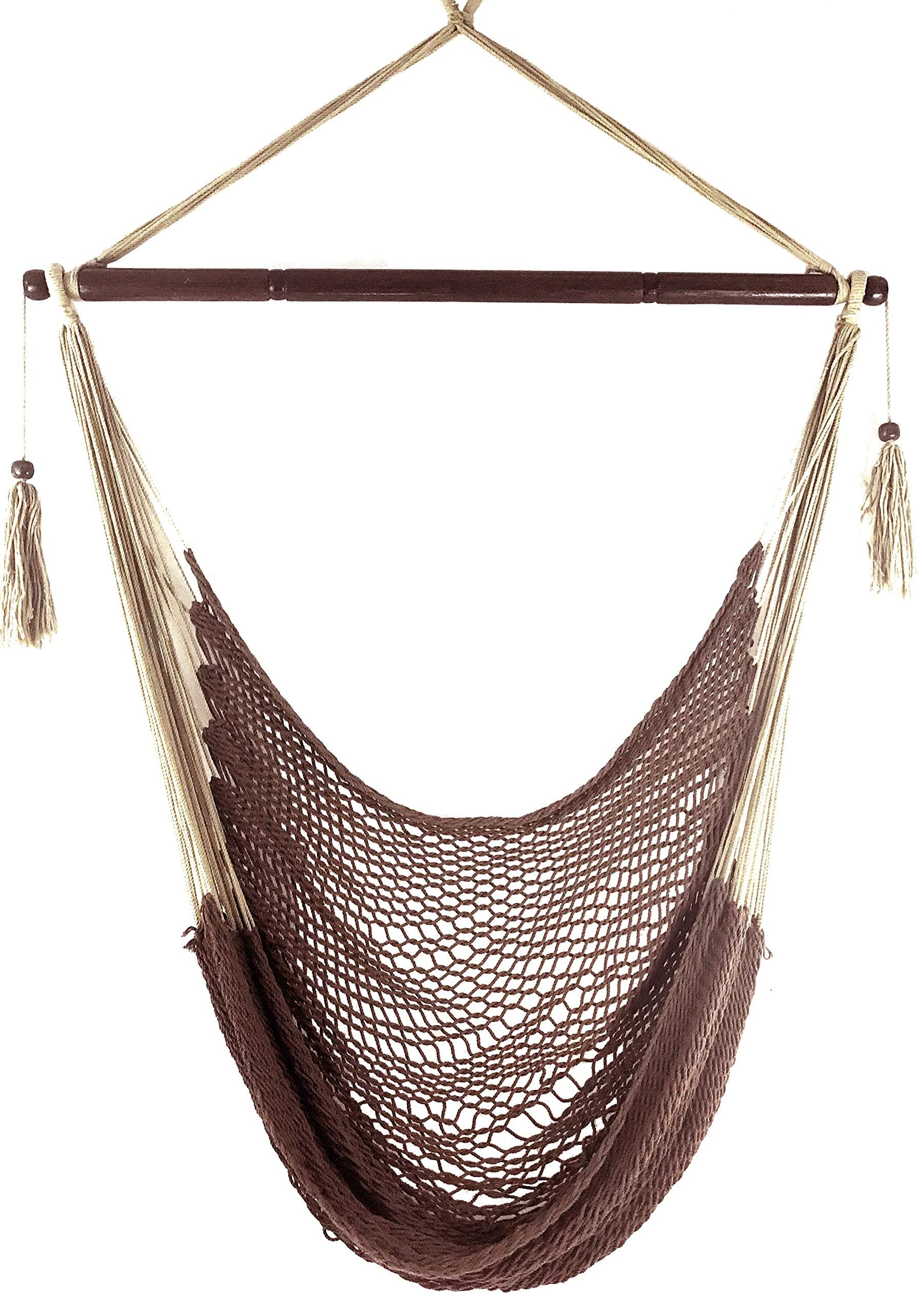 Mayan Hammock Chair - Large Cotton Rope Hanging Chair Swing - Comfortable, Lightweight - for Indoor & Outdoor Porch - by Krazy Outdoors/Hammock Universe