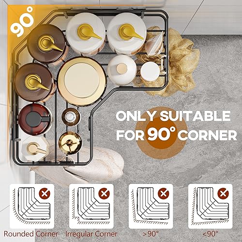 Miniatura 2 de MAXIFFE Paquete de 3 organizadores de ducha de esquina extragrande con soporte para jabón, gran capacidad, fácil de instalar, sin perforaciones,