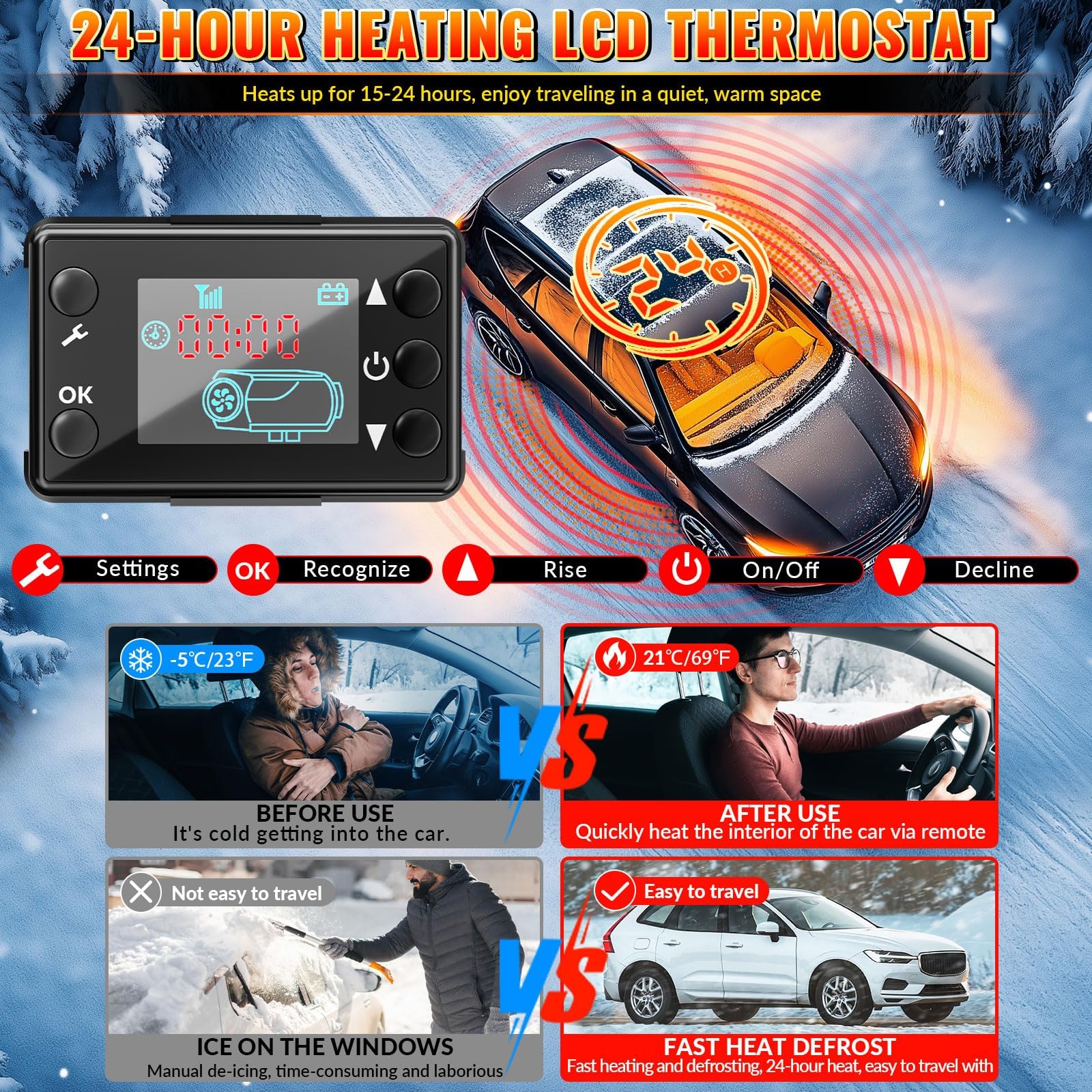 Calefacción de estacionamiento de 12 V 5 kW, color rojo, para coche, autocaravana, barco, camión, autobús
