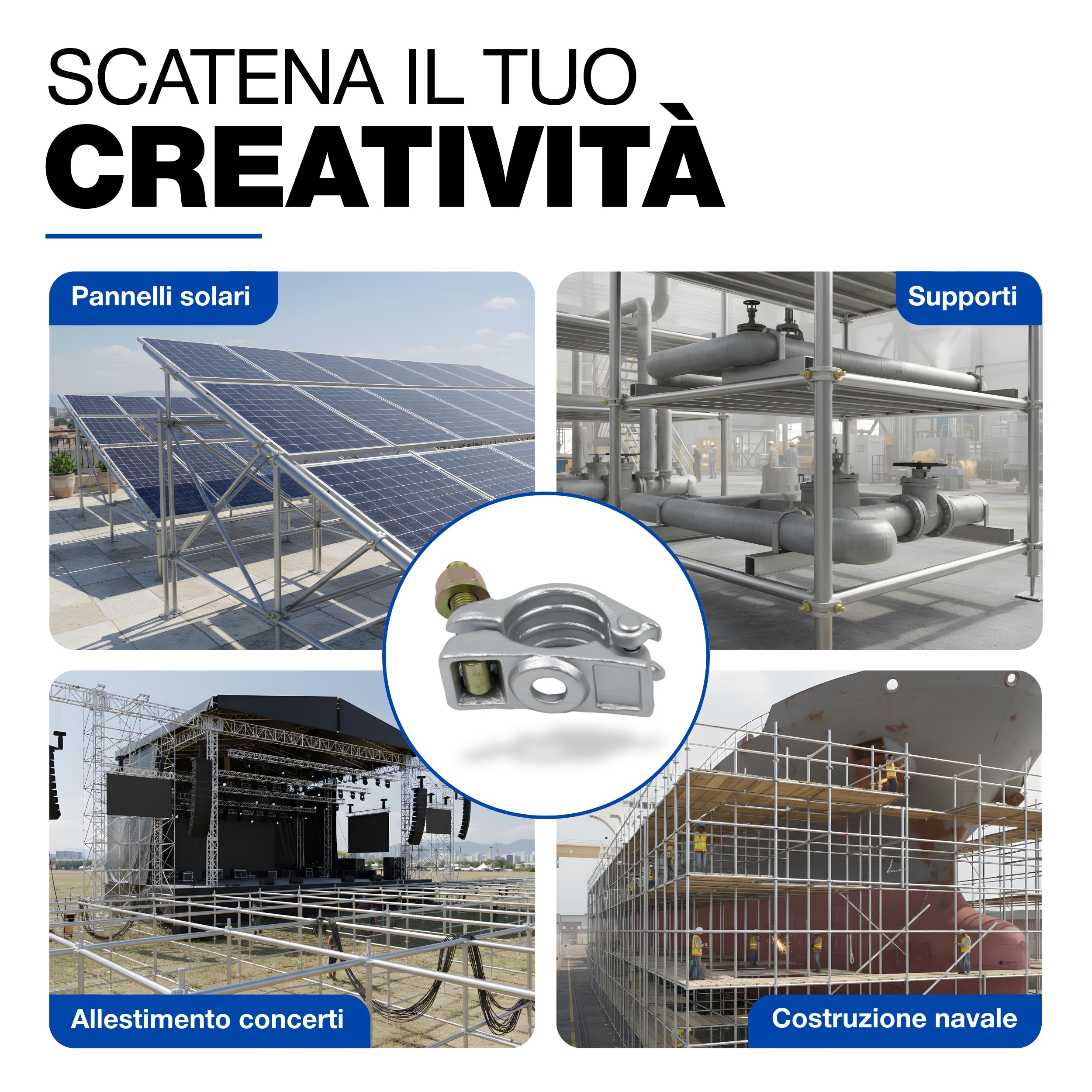 GeZu Impex Mezza Accoppiatore 48 x 48 mm Morsetto Elettroplaccato per Tubi di Costruzione in Acciaio per Impalcature Raccordo di Fissaggio per Giunti di Ponteggio