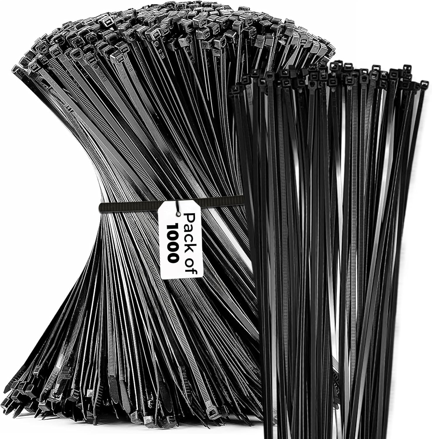 Bolt Dropper 12-Inch Black Zip Ties - 1000-Pack Heavy Duty Wire and Cable Ties - Durable Self-Locking Nylon with 40 lbs Tensile Strength - UV and Temperature Resistant for Indoor and Outdoor Use