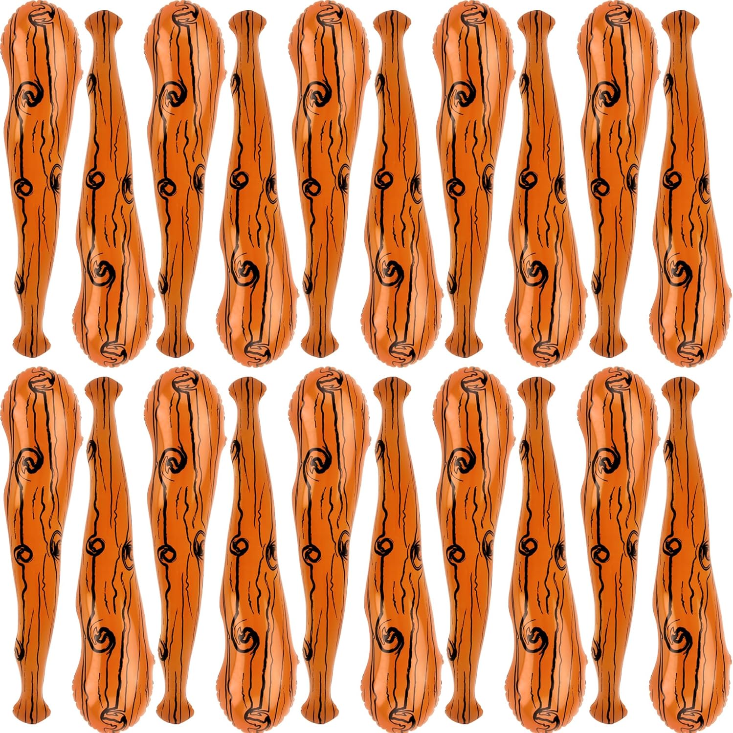 20 Pcs Inflatable Wooden Stick 35 Inch Inflatable Caveman Bat Brown Blow up Caveman Stick for Halloween Cosplay Caveman Themed Party Decoration