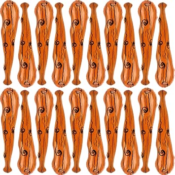 20 Pcs Inflatable Wooden Stick 35 Inch Inflatable Caveman Bat Brown Blow up Caveman Stick for Halloween Cosplay Caveman Themed Party Decoration