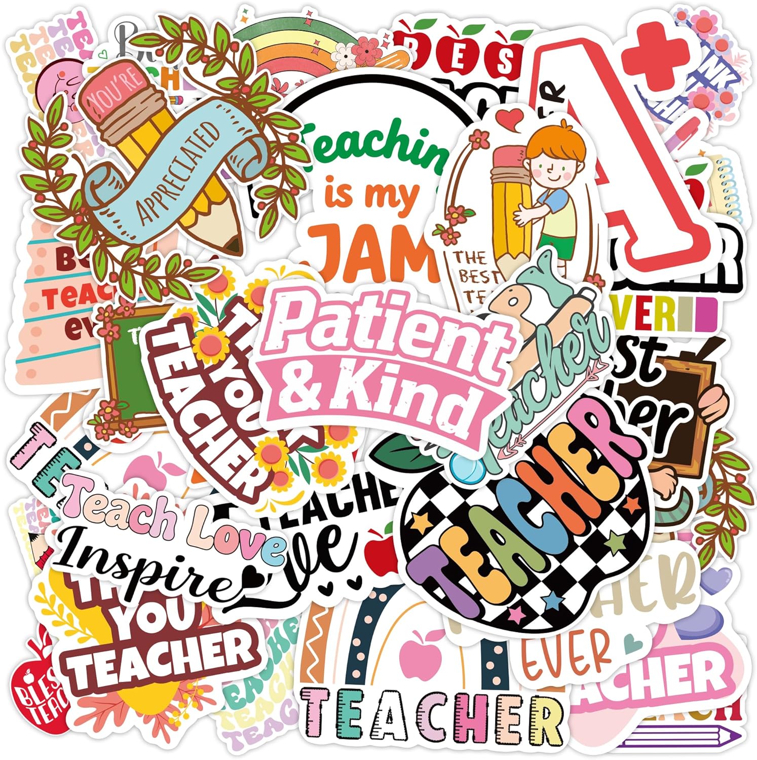 Teacher Appreciation Gifts – 100 PCS Funny Teacher Stickers | Teacher Appreciation Decorations - Teacher Must Haves Supplies Stuff Essentials Games Toys Gifts for School Classroom Students