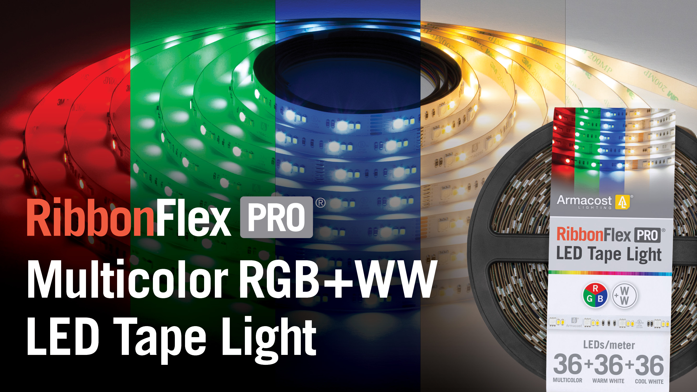 Cinta LED RGB+WW Armacost Lighting 32 ft 360 LEDs miniatura 7