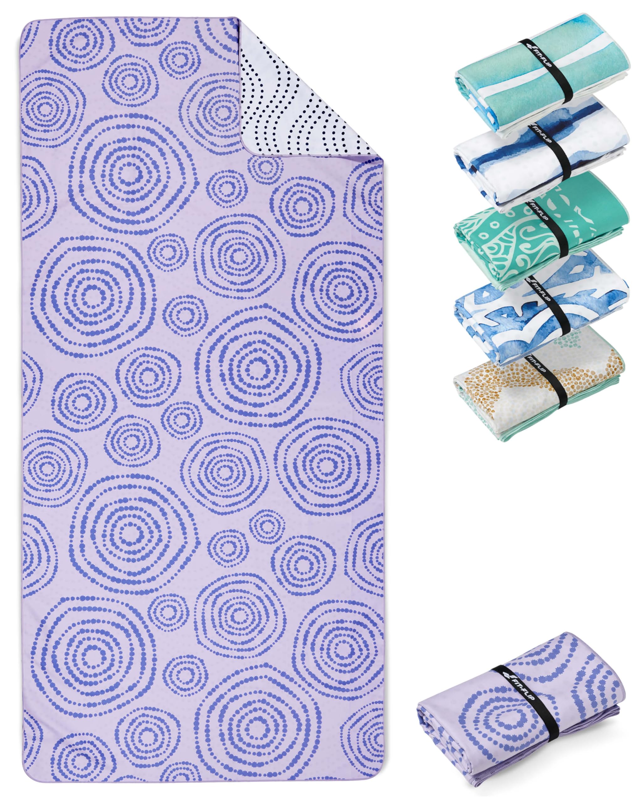 Fit-Flip 34 Circles Beach Towel Microfibre - Large Quick Dry Towels - For Travel And Swimming - Lightweight, Compact And Super Absorbent - Sand Free, 100% Recycled - Circles 160X90cm