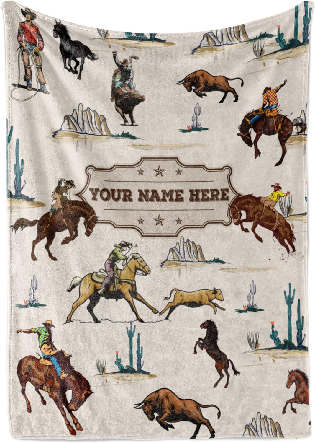 Personalized Cowboy Blanket for Boys, Cute Custom Name