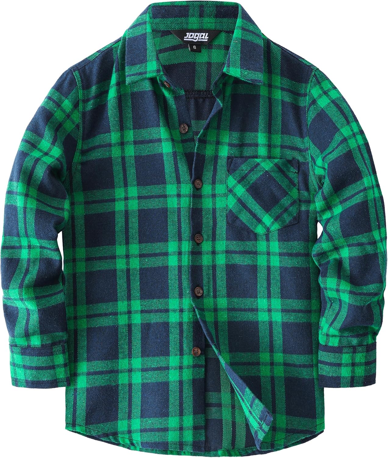 JOGAL Boys Plaid Shirt Long Sleeve Kids Button Down Shirts with Pocket for 6-14 Years