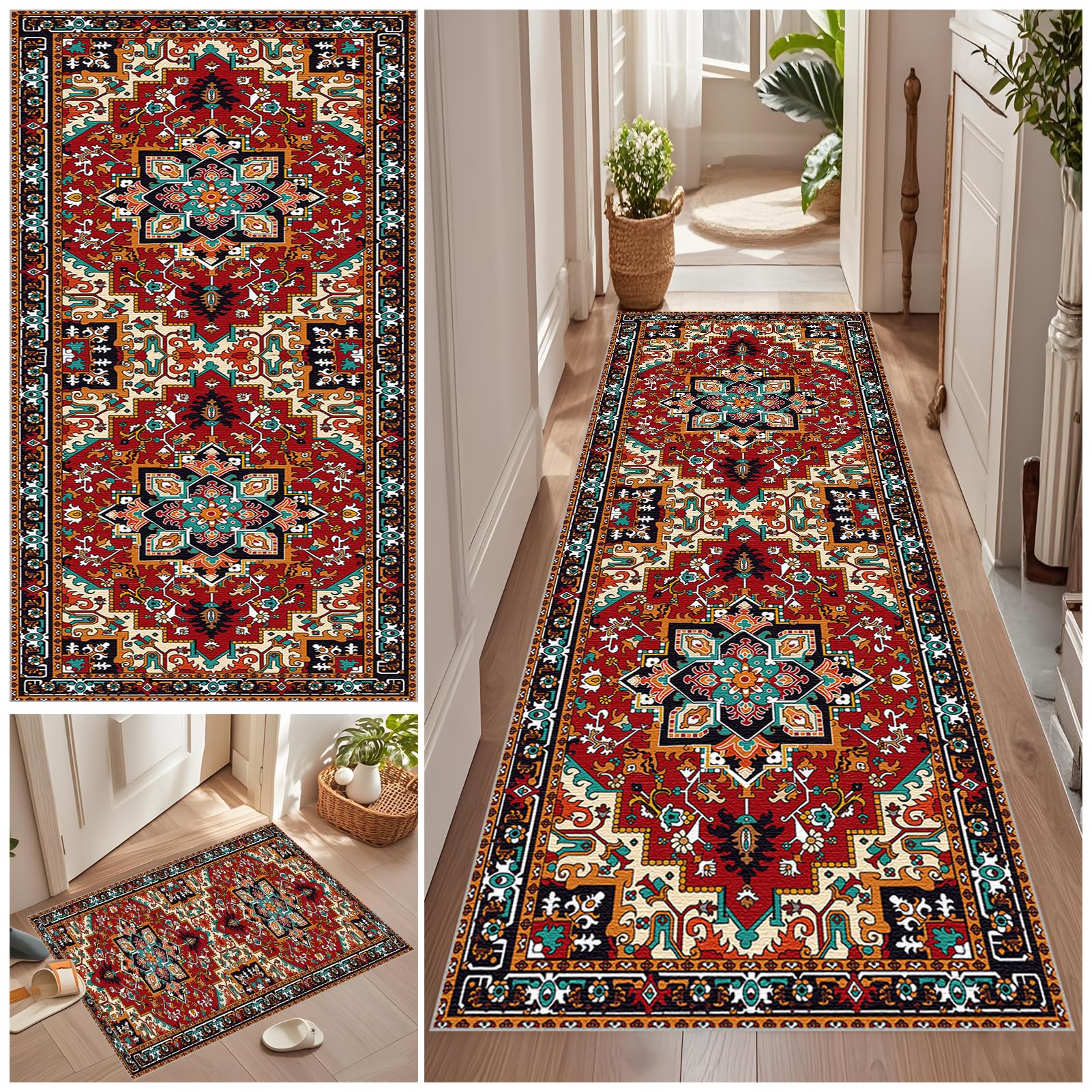 Tappeto runner per corridoio, 40 x 230 cm, antiscivolo, lavabile in lavatrice, pavimento da cucina, per ingresso, lavanderia, soggiorno, camera da letto, interni, lunghezza personalizzata