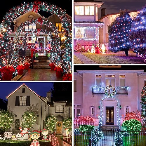 Miniatura 7 de DEWENWILS C7 Luces LED de Navidad para exteriores, 33.3 pies, 50 luces LED, decoraciones al aire libre para árbol de Navidad, patio, jardín, patio,