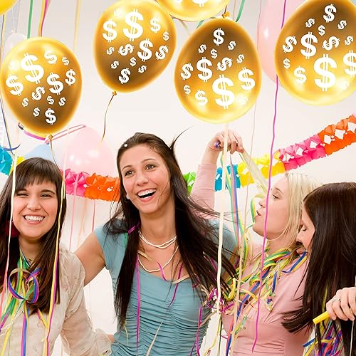 Miniatura 5 de Paquete de 20 letreros de látex de 12 pulgadas, símbolo de moneda, globos de látex para cumpleaños, baby showers, casino, bodas, despedida de