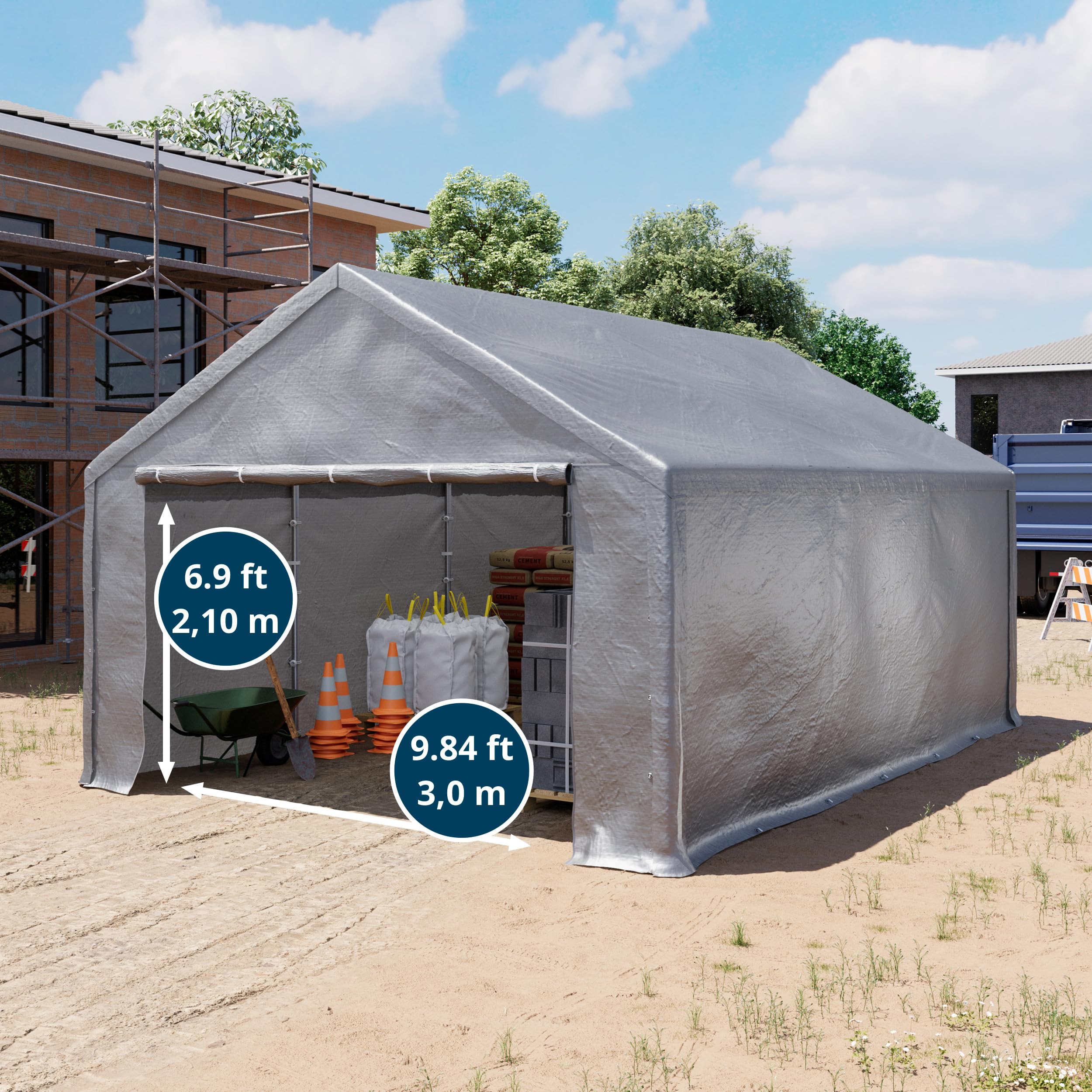 tente de stockage 4x6 TOOLPORT m Hangar de Stockage Abri Tente de Garage Bâche PE 350 N étanche à l'eau en Gris Jardin Size:5 XL Windbreaker Gazan women struggle with