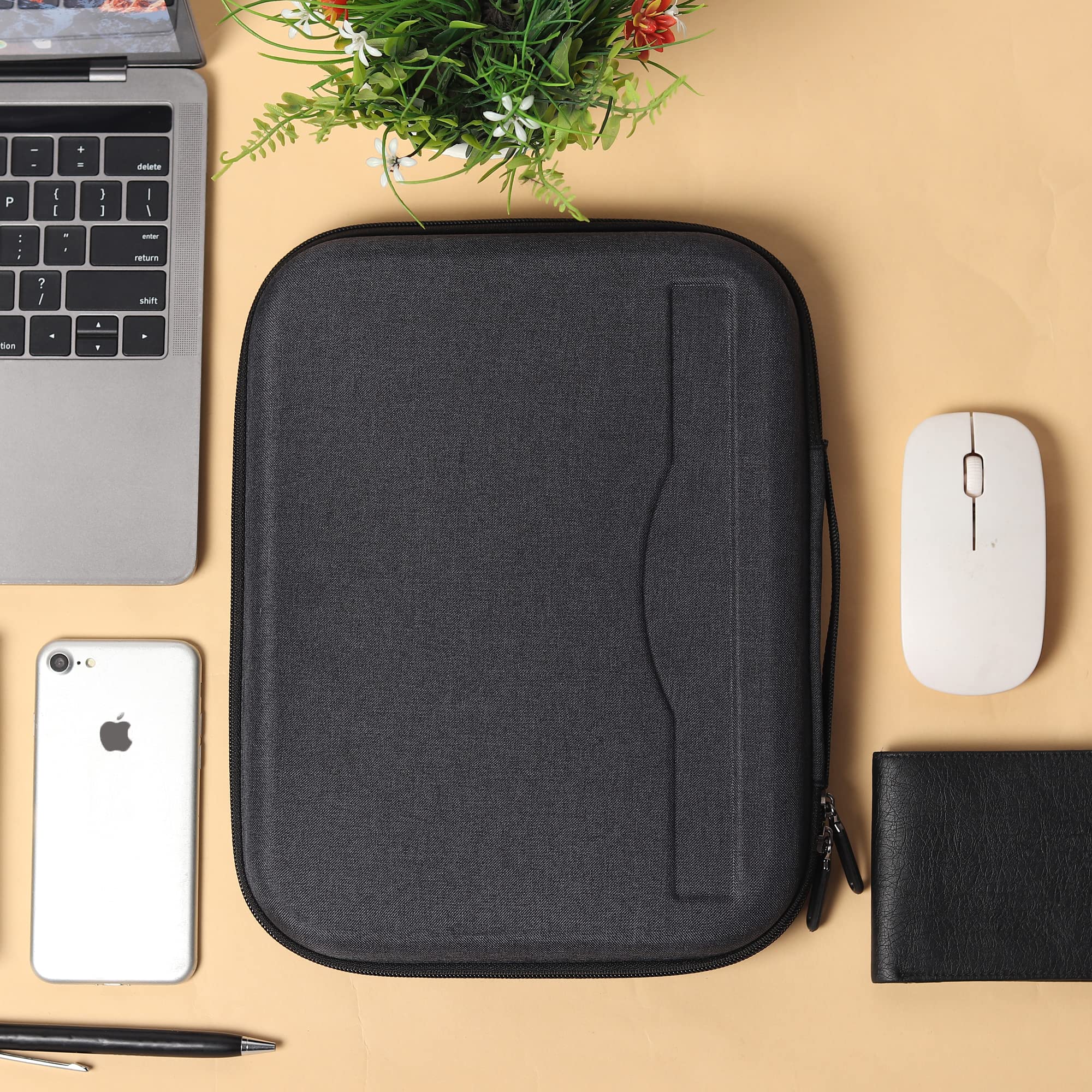 GadgetBite iPad Bag Carry Case EVA Hard Shell Travel Bag Double Layer Gadget Organizer Case Portable Zippered Pouch Protective Cover for iPad Pro Mini 11 inch Samsung Tablet Charger PowerBank - Grey 3