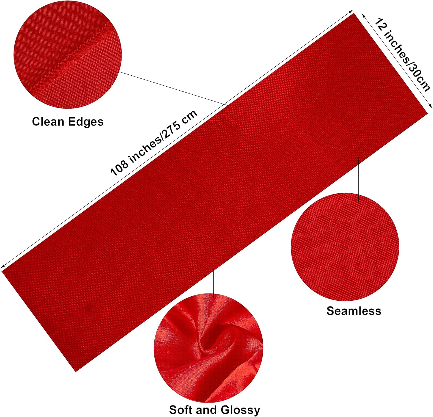 12 Pack Red Satin Table Runner 12 x 108 Inches Long, Bright Satin Silky Smooth Table Decor for Birthday Party Decorations Wedding Banquets