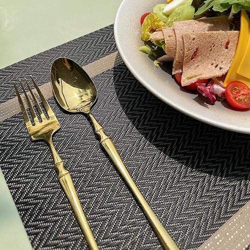 Miniatura 8 de Juego de 6 manteles individuales de PVC resistentes al calor, manteles individuales lavables de doble cara, fáciles de limpiar, adecuados para mesa