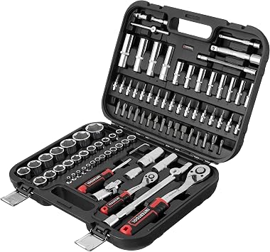 INTERTOOL Metric Socket Set 1/4 & 1/2 Drive 94-Piece 4-27 mm - for Auto Mechanics & DIY - Quick Release Ratchets, Socket Bits, Adapters, Hard Case - Tool Gift - ET08-8094