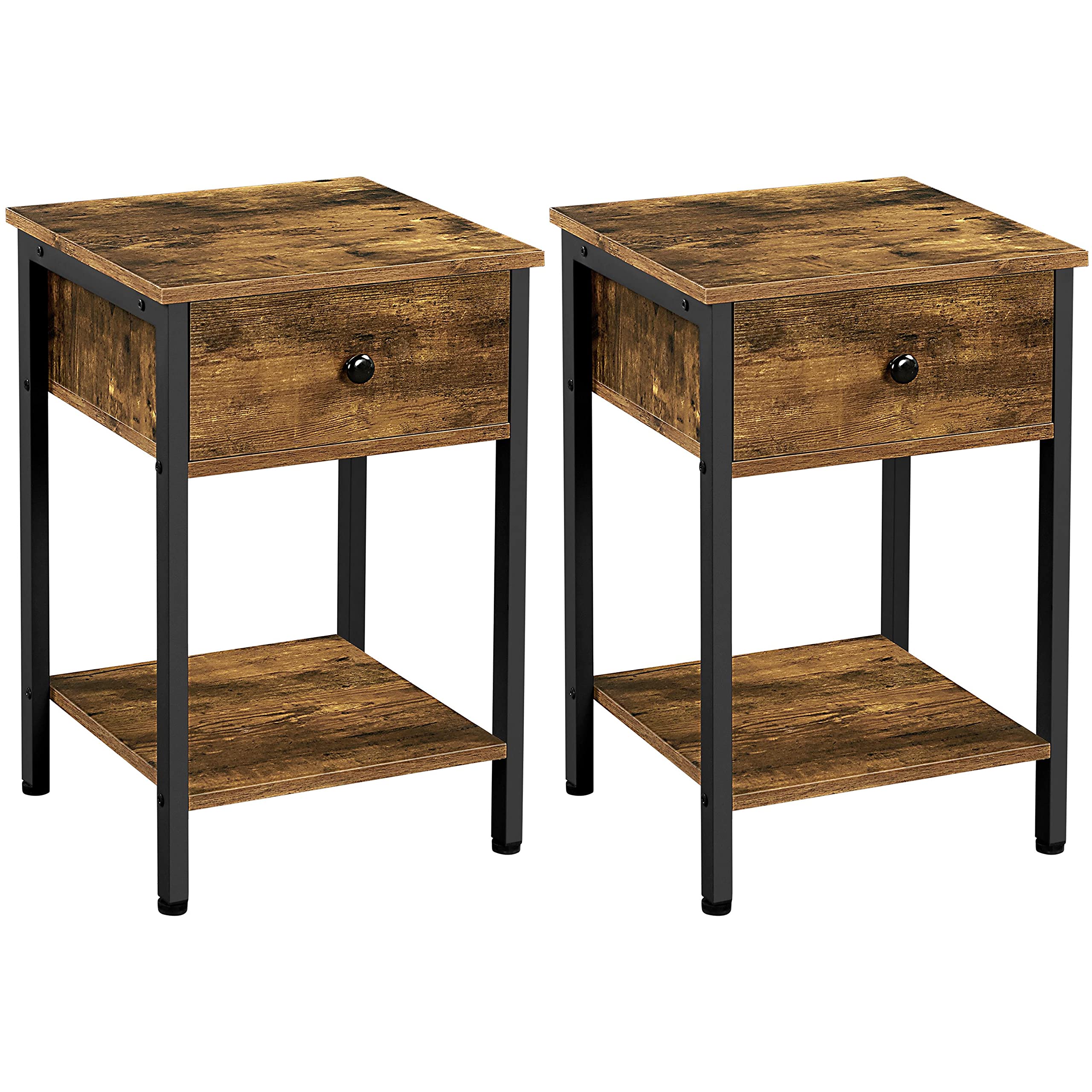 Buy Yaheetech Set of 2 End Tables with Drawer and Open Shelf