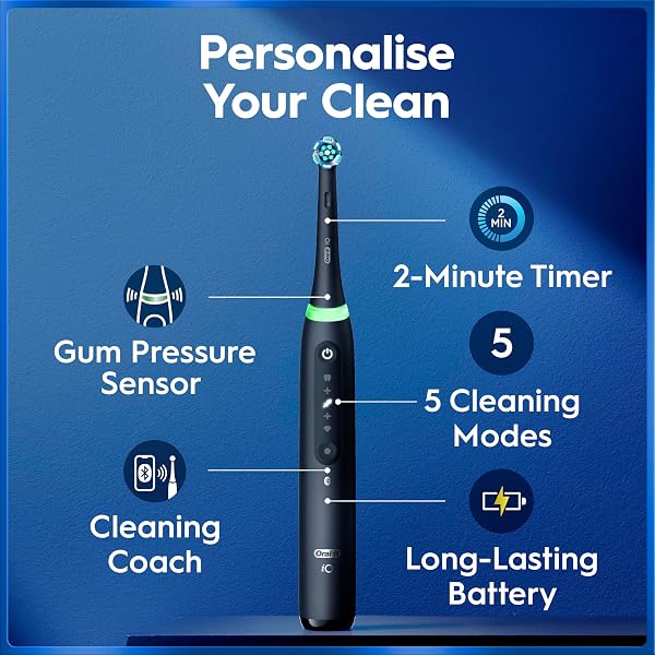 Oral-B iO5 2x Electric Toothbrushes For Adults, 2 Handles, 2 Toothbrush Heads & 1 Travel Case, 5 Modes, Teeth Whitening, UK 2 Pin Plug, Black & Pink - 3