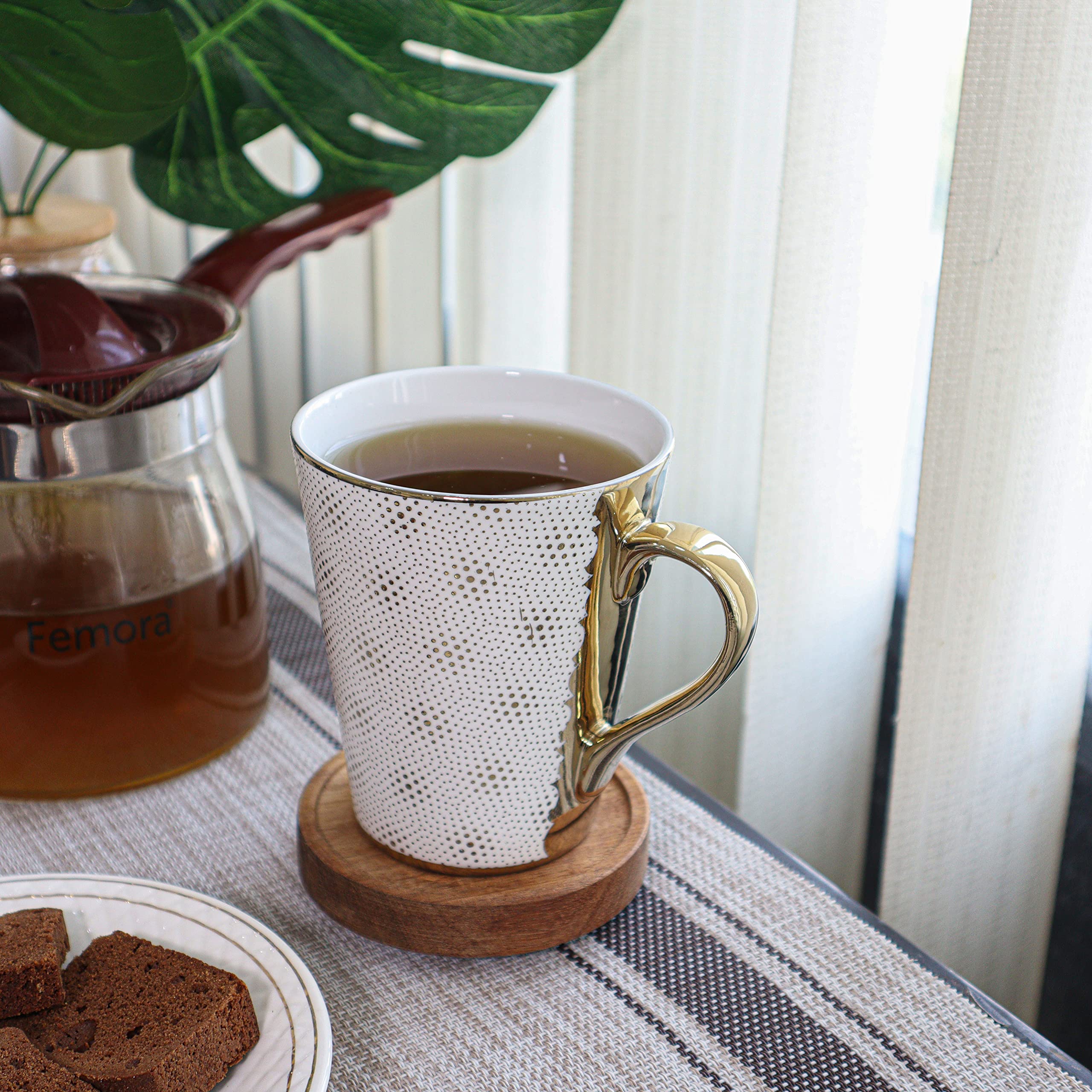 Femora Ceramic White-Golden Coffee Mugs, Tea Mugs, Ceramic Tea Cups (330 ml, White/Golden) - 3 Pcs Set (Not Microwave Safe) (B0BMGHQKH6) Amazon Price History, Amazon Price Tracker