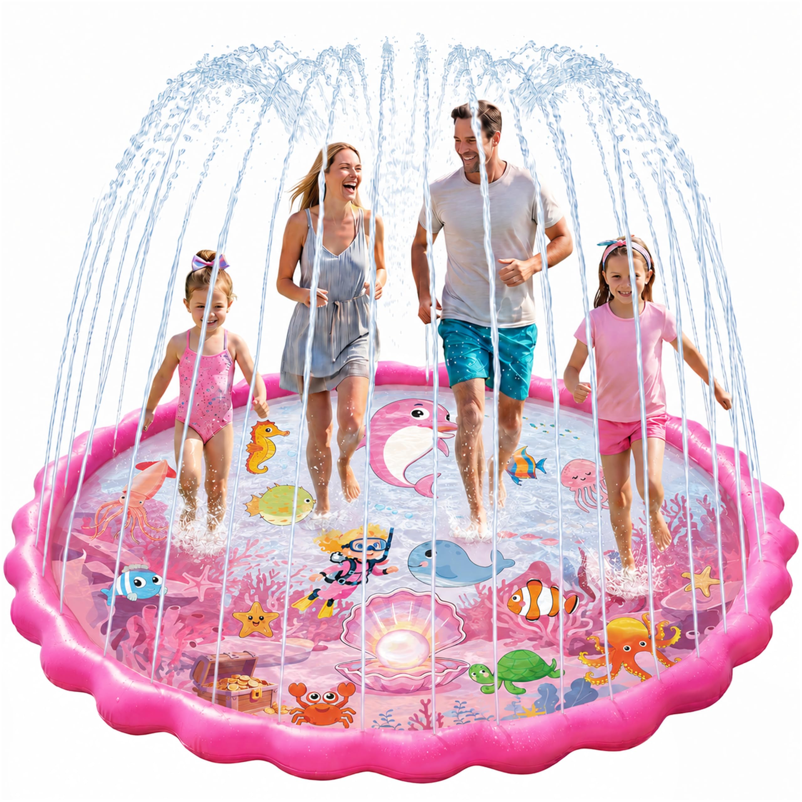 Yeeeasy Pink Ocean Splash Pad