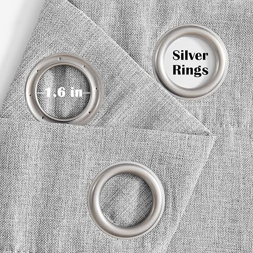 Miniatura 8 de jinchan - Cortina 100% opaca de 90 pulgadas de largo, de lino sintético, con aislamiento térmico y ojales en la parte superior, para sala de estar y