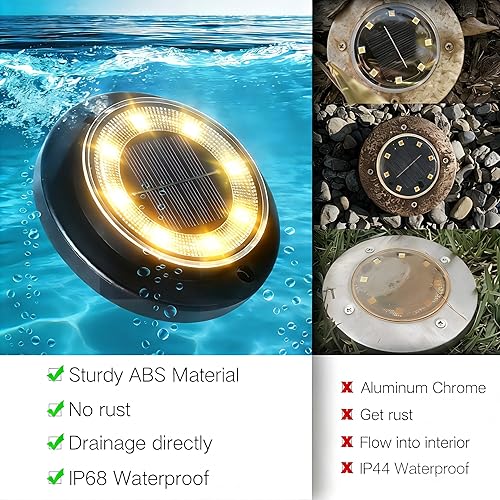 Miniatura 2 de Flacchi - Luces solares de suelo - Luces alimentadas por energía solar para exteriores, luz de disco solar impermeable, luz de paisaje para patio,