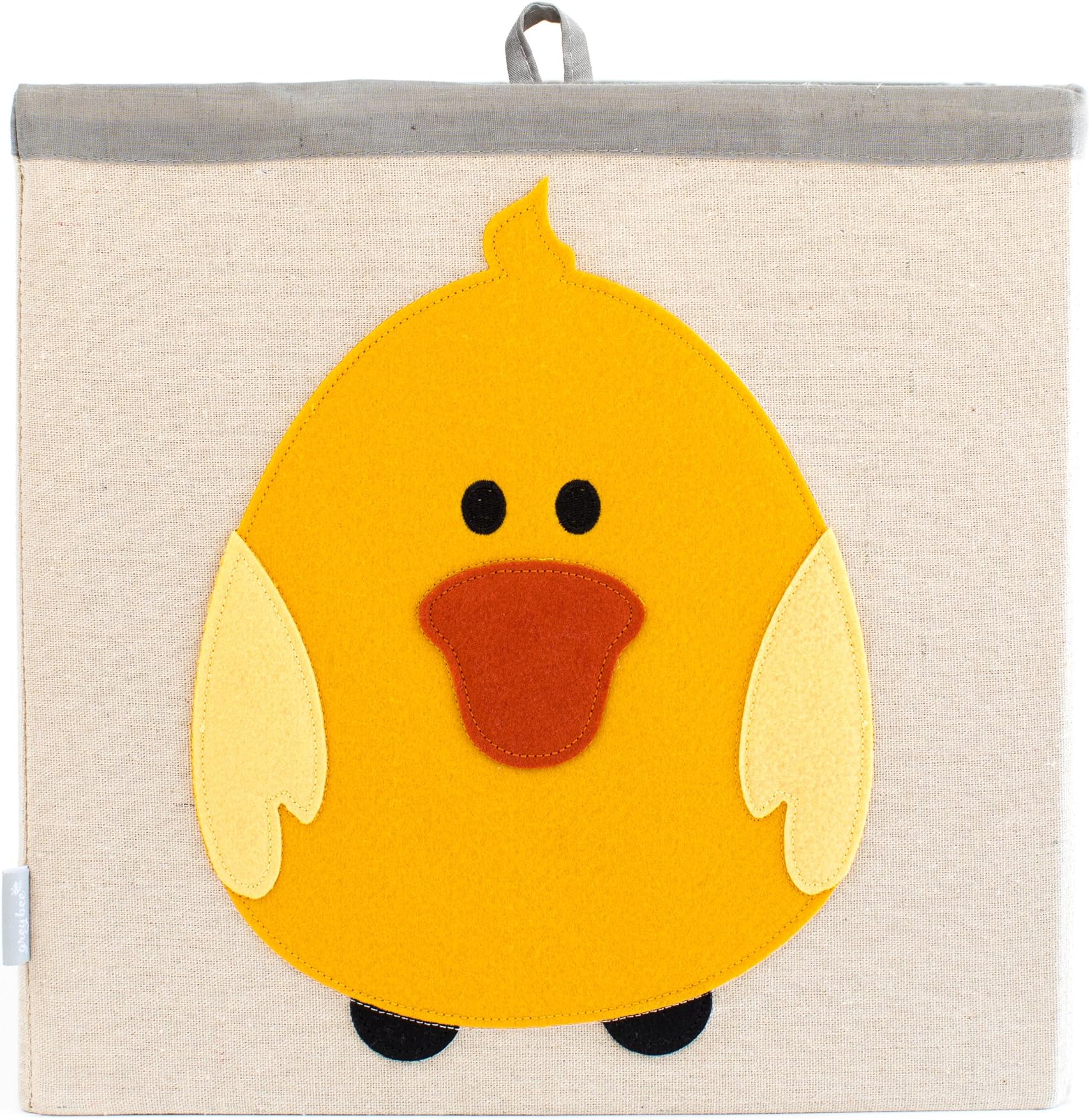 Grey Bee Animal Theme Canvas Storage Cube Bin Box for Kids, Yellow- Duck
