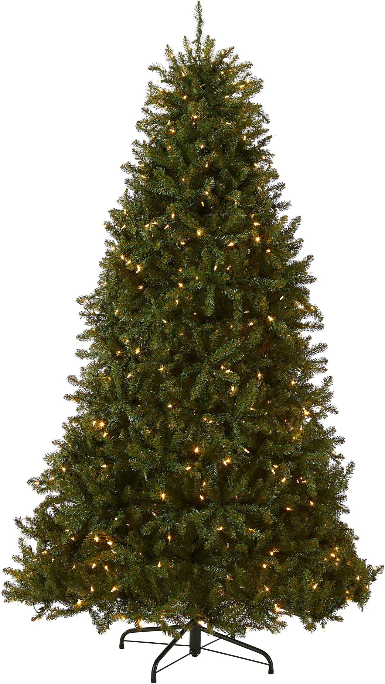 National Tree Company 6.5 ft Pre-Lit Dunhill Fir Artificial Christmas Tree, 600 LED Lights, 1,838 Tips, PowerConnect, Foot Pedal, 10 Light Functions, Includes Stand, Green