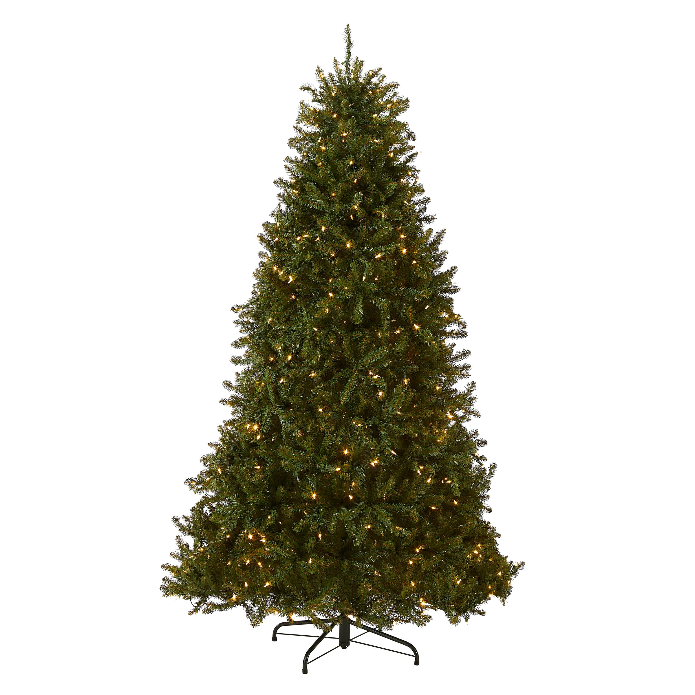 National Tree Company 6.5 ft Pre-Lit Dunhill Fir Artificial Christmas Tree, 600 LED Lights, 1,838 Tips, PowerConnect, Foot Pedal, 10 Light Functions, Includes Stand, Green