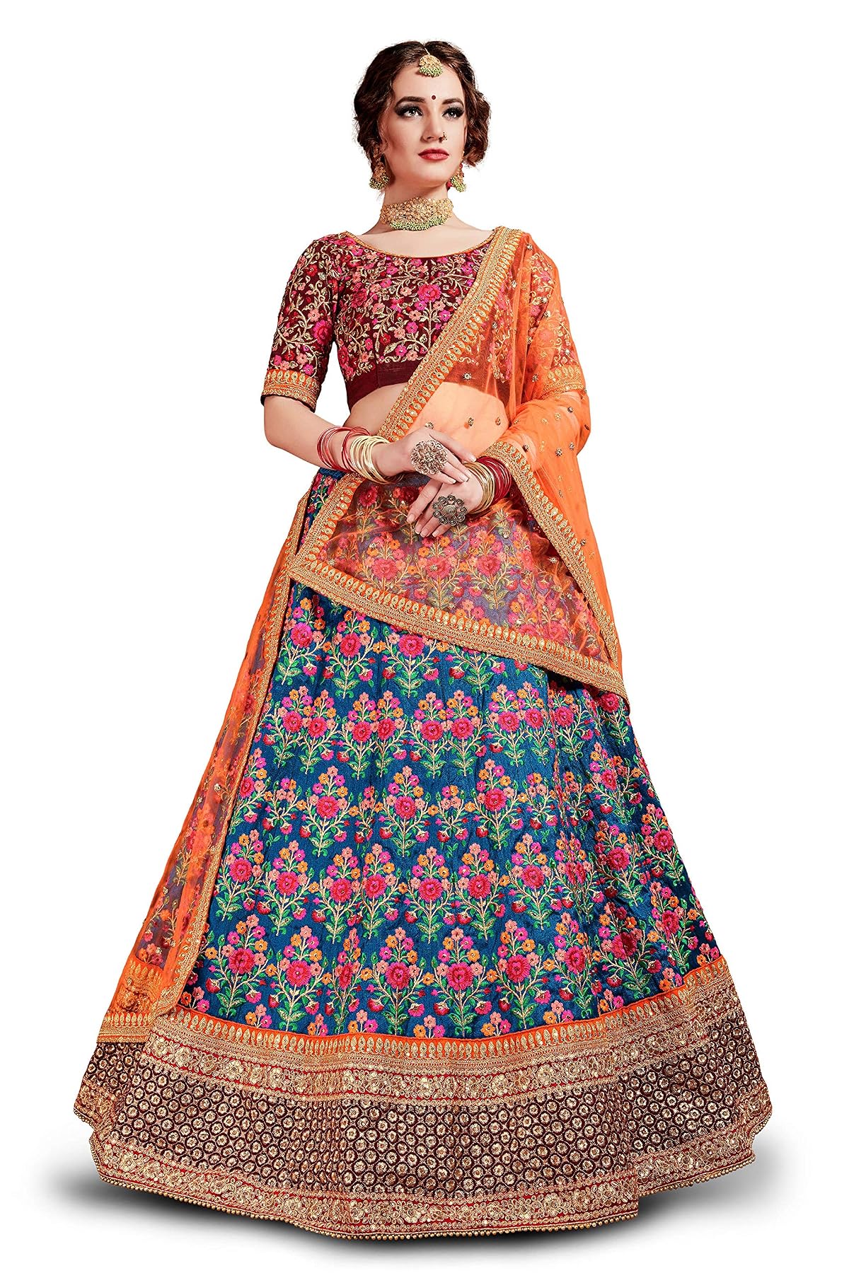 Zeel Clothing Women's Silk Semi stitched Lehenga Choli