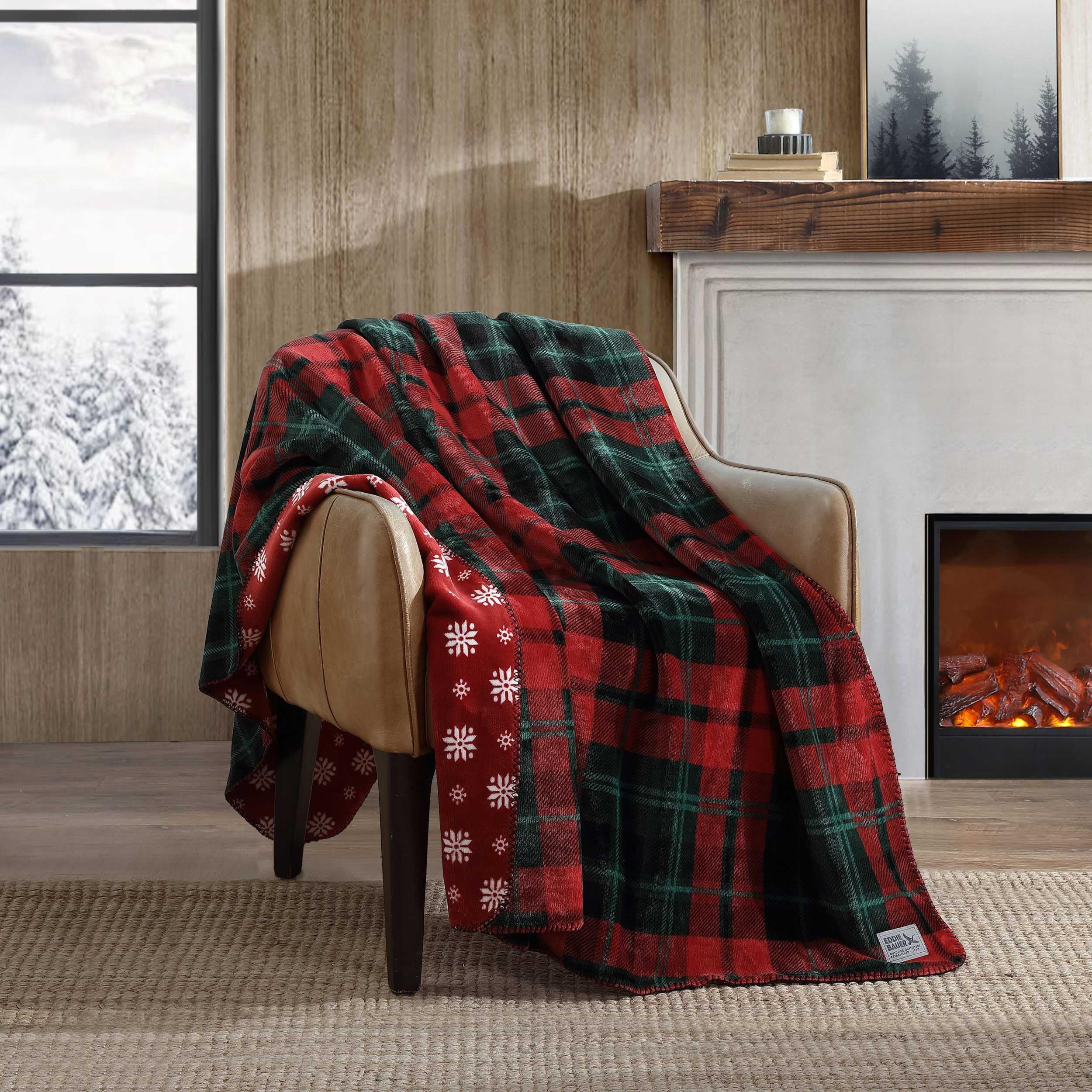 Eddie Bauer - Throw Blanket, Reversible Plush Fleece Bedding, Home