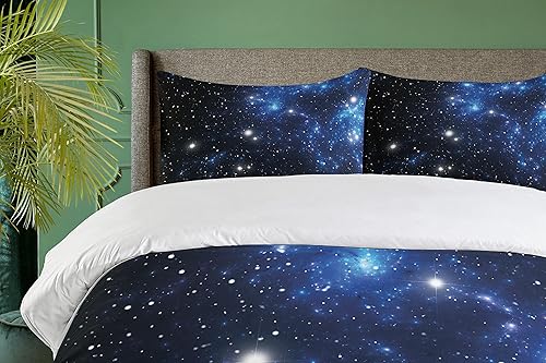 Miniatura 9 de Ambesonne Juego de funda de edredón de invierno, árboles congelados de ciervos y nieve, temporada de Navidad, arbustos de pinos, juego de ropa de